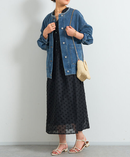 un dix cors（アンディコール）の「《1枚で華やか》ジャガードティアードワンピース（ワンピース・レディース・ブラック/ホワイト・FREE/S）」の6枚目の写真