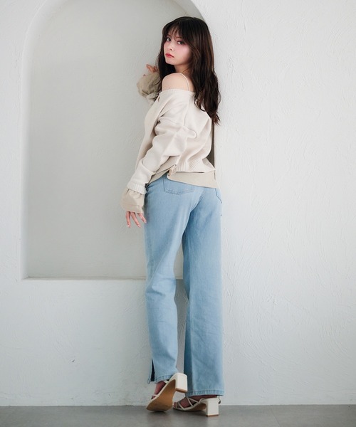 fupel（フぺル）の「shirt docking cardigan /シャツドッキングカーディガン（カーディガン/ボレロ・レディース・アイボリー/ネイビー・FREE）」の10枚目の写真