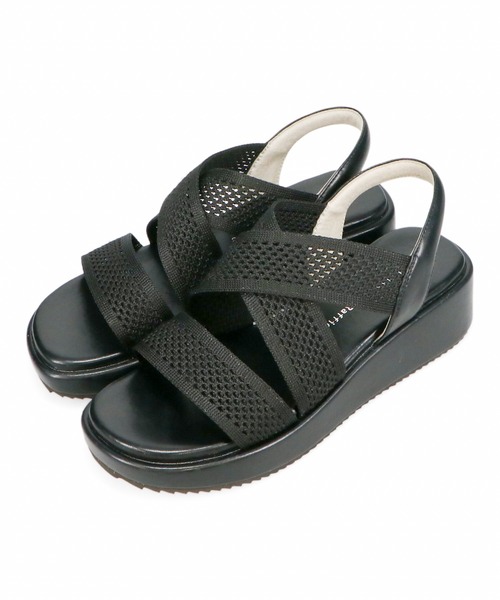 WA ORiental TRaffic(ダブルエーオリエンタルトラフィック)の「厚底ニット編みサンダル/52202(サンダル・レディース・ブラック/キャメル・LL/L/M/S)」の3枚目の写真