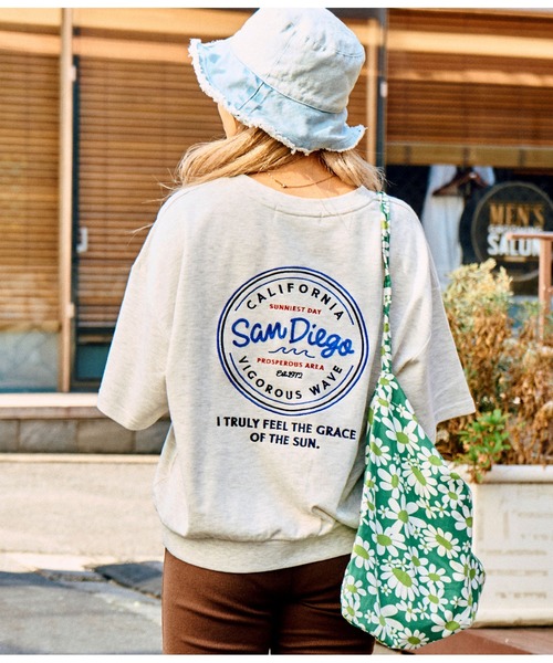 anap mimpi（アナップミンピ）の「ガーゼ裏毛 サークル SURF刺繍 半袖 スウェット トップス（Tシャツ/カットソー・レディース・ライトピンク/ダークグレー/キナリ・FREE）」の7枚目の写真
