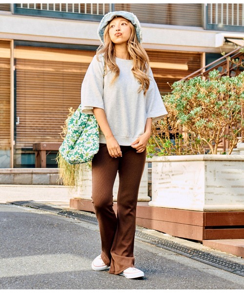 anap mimpi（アナップミンピ）の「ガーゼ裏毛 サークル SURF刺繍 半袖 スウェット トップス（Tシャツ/カットソー・レディース・ライトピンク/ダークグレー/キナリ・FREE）」の9枚目の写真