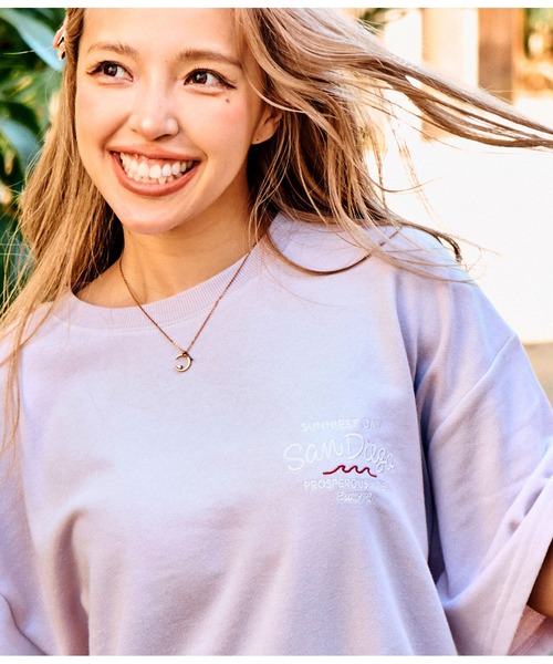 anap mimpi（アナップミンピ）の「ガーゼ裏毛 サークル SURF刺繍 半袖 スウェット トップス（Tシャツ/カットソー・レディース・ライトピンク/ダークグレー/キナリ・FREE）」の21枚目の写真