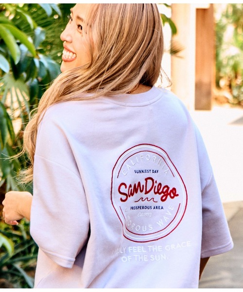 anap mimpi（アナップミンピ）の「ガーゼ裏毛 サークル SURF刺繍 半袖 スウェット トップス（Tシャツ/カットソー・レディース・ライトピンク/ダークグレー/キナリ・FREE）」の22枚目の写真