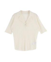 シアーカラーネックシニットプルオーバー