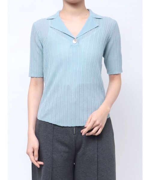 LAGUNAMOON(ラグナムーン)の「シアーカラーネックシニットプルオーバー(Tシャツ/カットソー・レディース・アイボリー/ブラック/ブルー・FREE)」の18枚目の写真