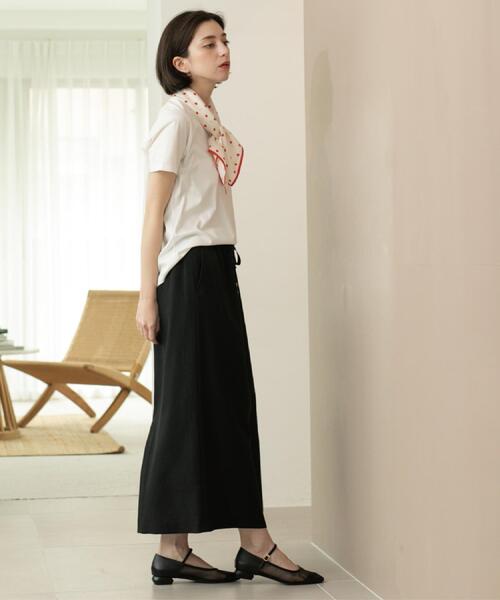 OPAQUE.CLIP（オペークドットクリップ）の「リネンライクイージースカート【洗濯機洗い可／吸水速乾／接触冷感】（スカート・レディース・ブルー系その他/ブラック/ブラウン系その他・38/40）」の22枚目の写真