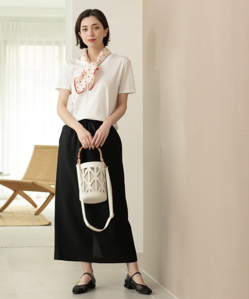 OPAQUE.CLIP（オペークドットクリップ）の「リネンライクイージースカート【洗濯機洗い可／吸水速乾／接触冷感】（スカート・レディース・ブルー系その他/ブラック/ブラウン系その他・38/40）」の4枚目の写真