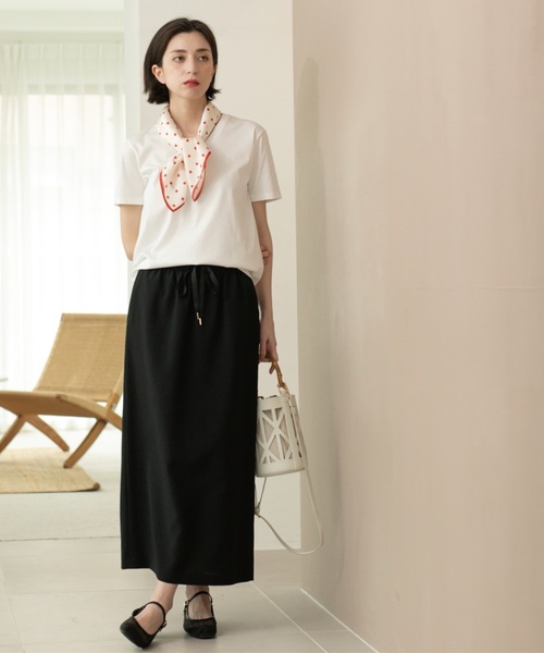 OPAQUE.CLIP（オペークドットクリップ）の「リネンライクイージースカート【洗濯機洗い可／吸水速乾／接触冷感】（スカート・レディース・ブルー系その他/ブラック/ブラウン系その他・38/40）」の6枚目の写真