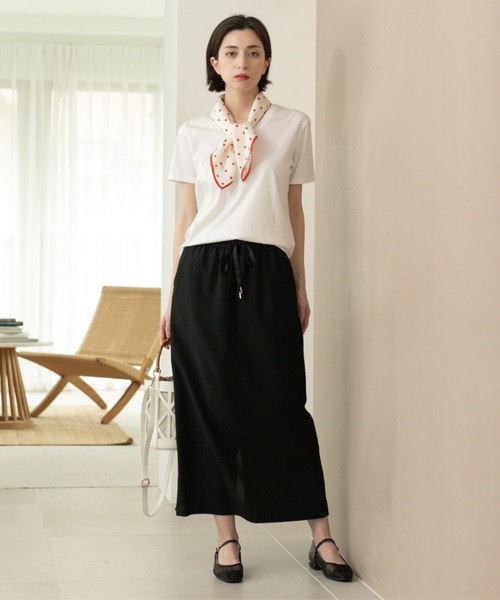 OPAQUE.CLIP（オペークドットクリップ）の「リネンライクイージースカート【洗濯機洗い可／吸水速乾／接触冷感】（スカート・レディース・ブルー系その他/ブラック/ブラウン系その他・38/40）」の7枚目の写真