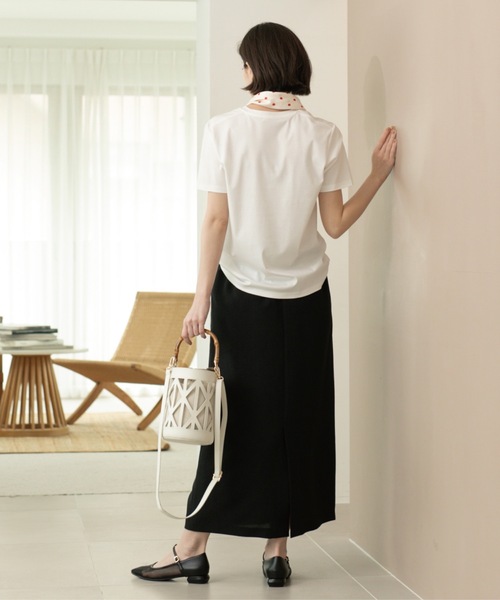 OPAQUE.CLIP（オペークドットクリップ）の「リネンライクイージースカート【洗濯機洗い可／吸水速乾／接触冷感】（スカート・レディース・ブルー系その他/ブラック/ブラウン系その他・38/40）」の9枚目の写真