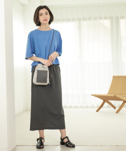 OPAQUE.CLIP（オペークドットクリップ）の「リネンライクイージースカート【洗濯機洗い可／吸水速乾／接触冷感】（スカート・レディース・ブルー系その他/ブラック/ブラウン系その他・38/40）」の11枚目の写真