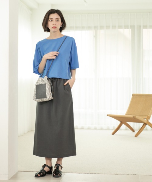 OPAQUE.CLIP（オペークドットクリップ）の「リネンライクイージースカート【洗濯機洗い可／吸水速乾／接触冷感】（スカート・レディース・ブルー系その他/ブラック/ブラウン系その他・38/40）」の12枚目の写真