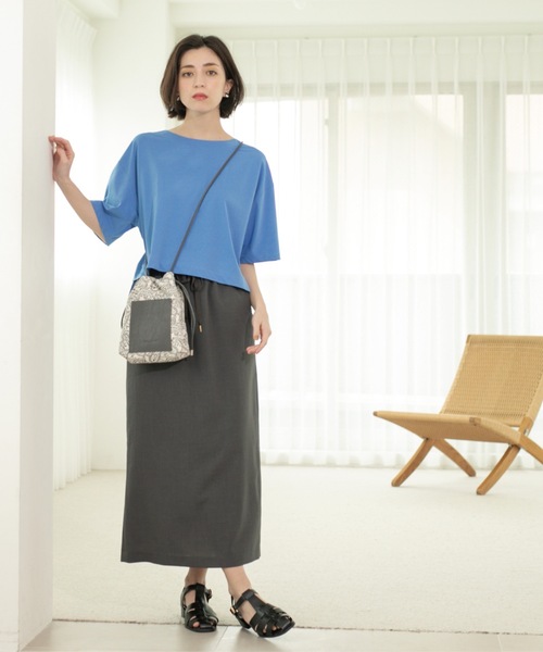 OPAQUE.CLIP（オペークドットクリップ）の「リネンライクイージースカート【洗濯機洗い可／吸水速乾／接触冷感】（スカート・レディース・ブルー系その他/ブラック/ブラウン系その他・38/40）」の13枚目の写真