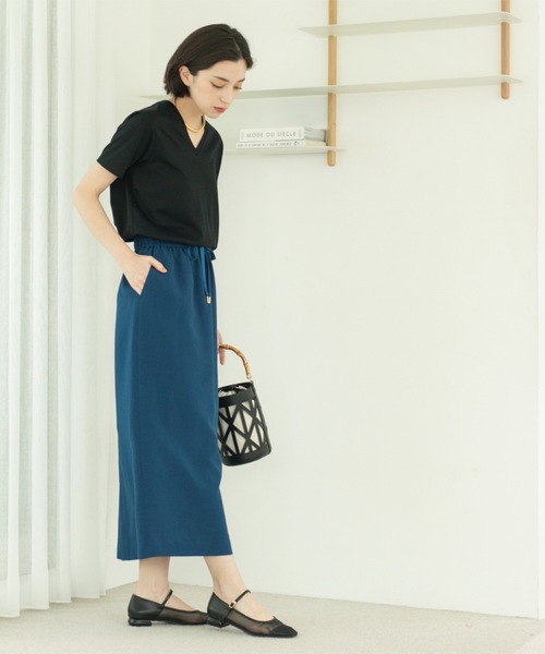 OPAQUE.CLIP（オペークドットクリップ）の「リネンライクイージースカート【洗濯機洗い可／吸水速乾／接触冷感】（スカート・レディース・ブルー系その他/ブラック/ブラウン系その他・38/40）」の17枚目の写真