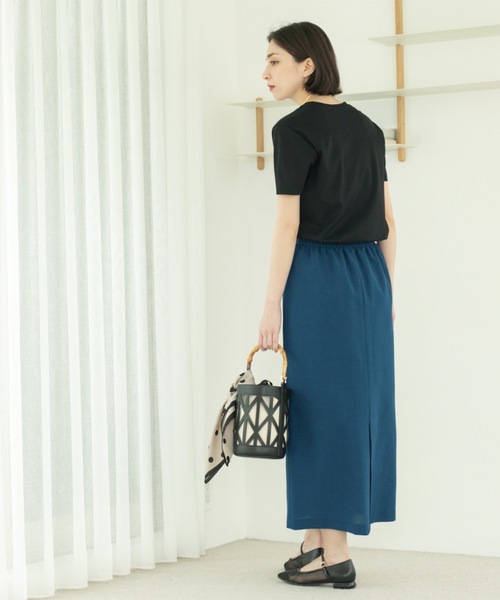 OPAQUE.CLIP（オペークドットクリップ）の「リネンライクイージースカート【洗濯機洗い可／吸水速乾／接触冷感】（スカート・レディース・ブルー系その他/ブラック/ブラウン系その他・38/40）」の20枚目の写真