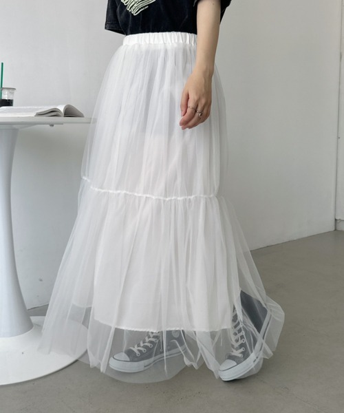 セール】シアーチュールロングフレアスカート（スカート）｜CLEA