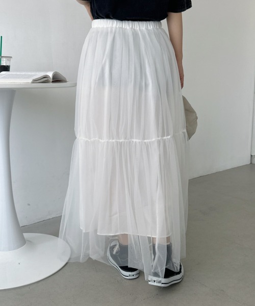セール】シアーチュールロングフレアスカート（スカート）｜CLEA