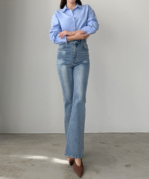 セール】ストレッチフレアデニムパンツ[高身長サイズMT/低身長サイズS