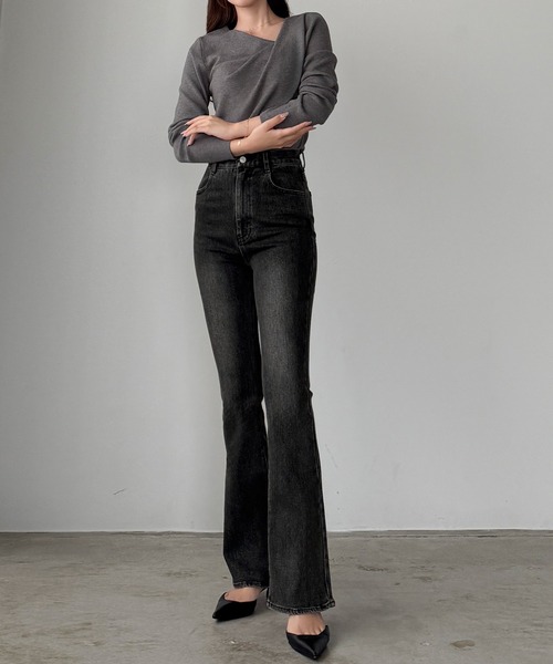 セール】ストレッチフレアデニムパンツ[高身長サイズMT/低身長サイズS