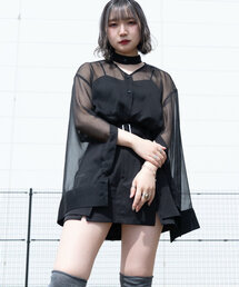 Mavie..7 | 【Mavie..7】袖スリットシアーシャツ(シャツ/ブラウス)