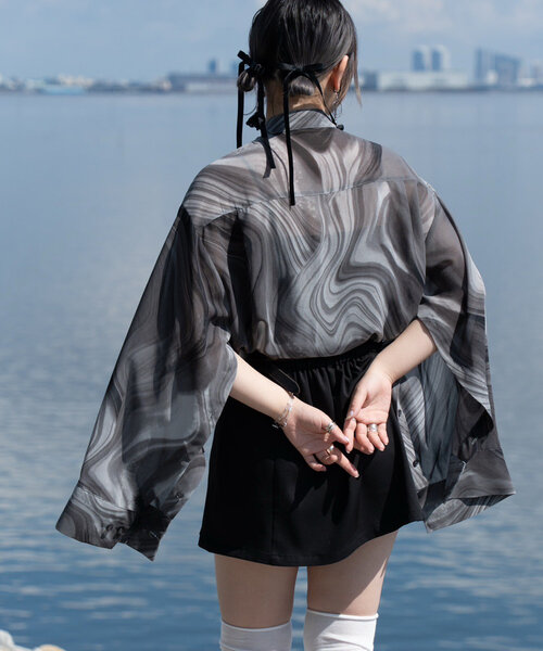 web限定セール Mavie..7】袖スリットシアーシャツ（シャツ/ブラウス）｜Mavie トップス