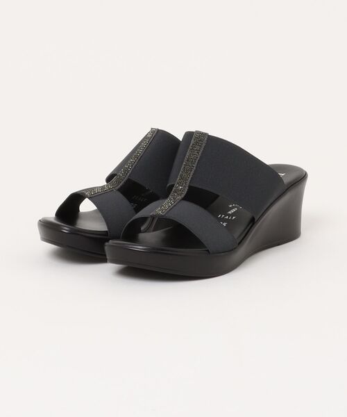 ITALIAN SHOEMAKERS(イタリアンシューメーカー)の「【ITALIAN SHOEMAKERS】厚底ラインストーンエラスティックサンダル(952322)(サンダル・レディース・ブラック/ダークグレー・37/36/38/35)」の7枚目の写真