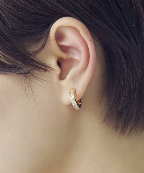 GOLDY（ゴールディ）の「【GOLDY】キュービックジルコニア フープ ワンタッチ イヤリング 2240506（イヤリング・レディース・シルバー/ゴールド/シルバー系1/ゴールド系その他・FREE）」の6枚目の写真