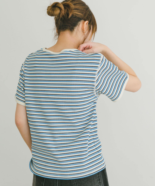 ハニカムワッフルボーダーTシャツ ITEMS URBANRESEARCH tシャツ ハニカムワッフルボーダーTシャツ