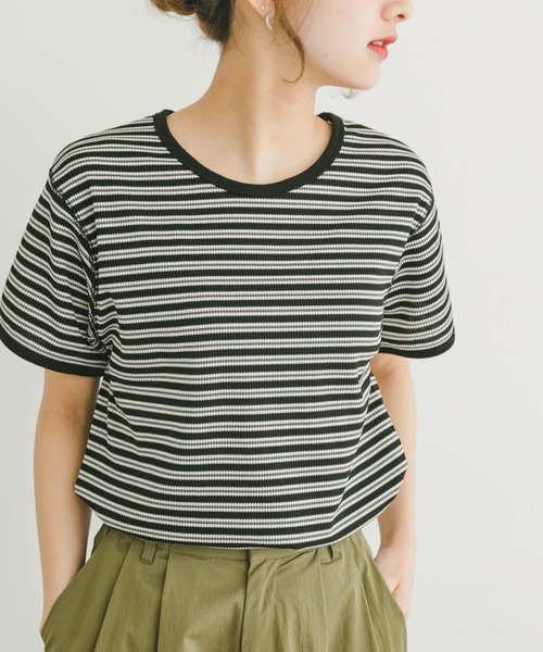 セール】ハニカムワッフルボーダーTシャツ（Tシャツ/カットソー
