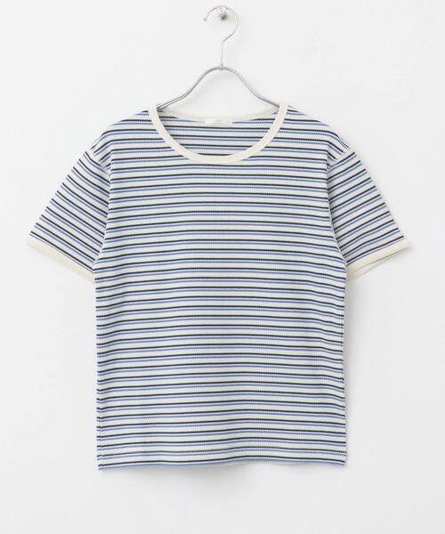 ITEMS URBANRESEARCH（アイテムズ アーバンリサーチ）の「ハニカムワッフルボーダーTシャツ（Tシャツ/カットソー・レディース・ブラック/ブラウン/ブルー・FREE）」の22枚目の写真