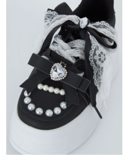 Ank Rouge（アンクルージュ）の「おリボンパールスニーカー（スニーカー・レディース・ブラック/ホワイト・M/L）」の8枚目の写真