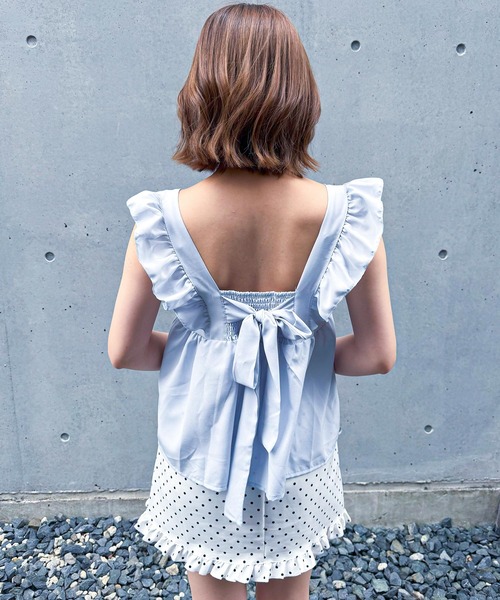 frunco（フランコ）の「【ZOZO限定】バックリボンキャミブラウス（シャツ/ブラウス・レディース・ブルー/ブラック/ホワイト・MEDIUM）」の3枚目の写真