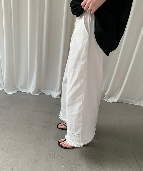LONSLAN】レース×フリルクロップドパンツ LONW25s028