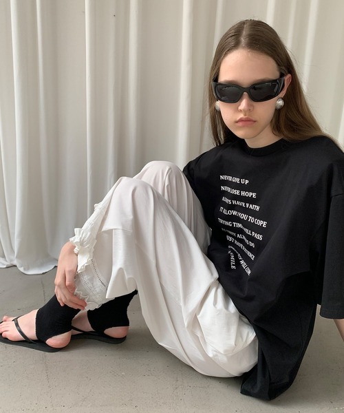 LONSLAN】レース×フリルクロップドパンツ LONW25s028