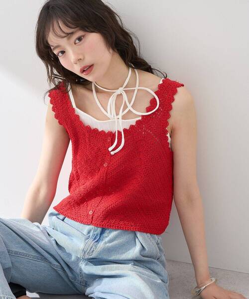 earth music&ecology（アースミュージックアンドエコロジー）の「クロシェビスチェ（ベスト・レディース・レッド系その他2/ホワイト系その他2/ブラック/グリーン・FREE）」の20枚目の写真