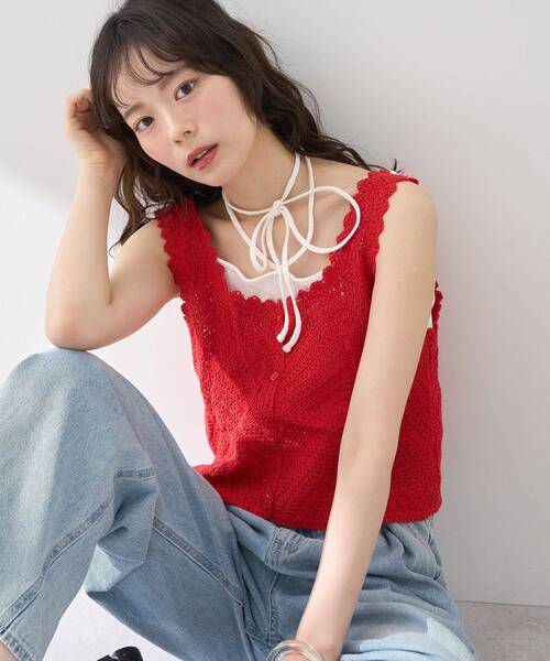 earth music&ecology（アースミュージックアンドエコロジー）の「クロシェビスチェ（ベスト・レディース・レッド系その他2/ホワイト系その他2/ブラック/グリーン・FREE）」の22枚目の写真