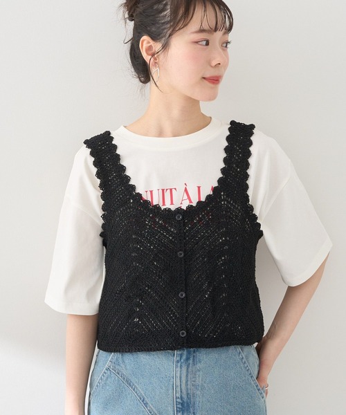 earth music&ecology（アースミュージックアンドエコロジー）の「クロシェビスチェ（ベスト・レディース・レッド系その他2/ホワイト系その他2/ブラック/グリーン・FREE）」の3枚目の写真