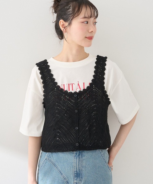 earth music&ecology（アースミュージックアンドエコロジー）の「クロシェビスチェ（ベスト・レディース・レッド系その他2/ホワイト系その他2/ブラック/グリーン・FREE）」の5枚目の写真