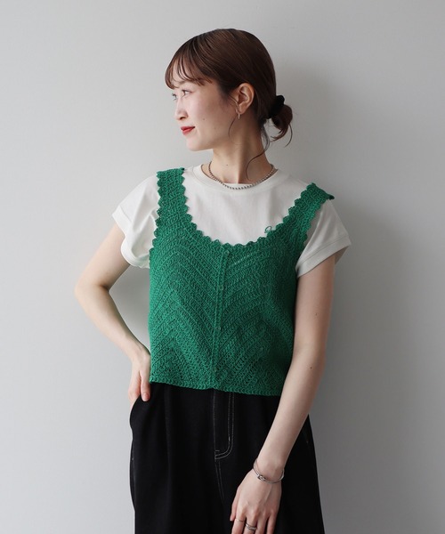 earth music&ecology（アースミュージックアンドエコロジー）の「クロシェビスチェ（ベスト・レディース・レッド系その他2/ホワイト系その他2/ブラック/グリーン・FREE）」の10枚目の写真