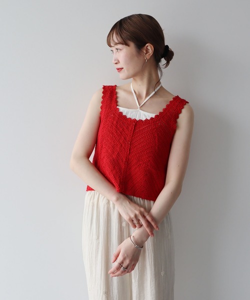 earth music&ecology（アースミュージックアンドエコロジー）の「クロシェビスチェ（ベスト・レディース・レッド系その他2/ホワイト系その他2/ブラック/グリーン・FREE）」の13枚目の写真