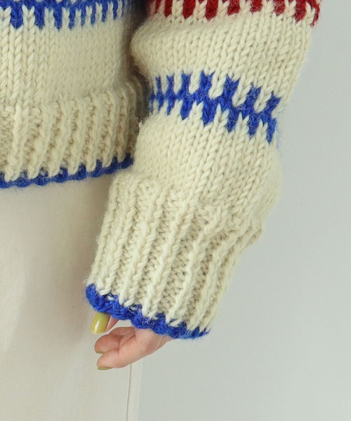 PAR ICI(パーリッシィ)の「【WEB別注】ネパールハンドニット レールマルチボーダー 2WAY求心カーディガン(カーディガン/ボレロ・レディース・オフホワイト・FREE)」の21枚目の写真