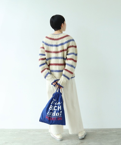 PAR ICI(パーリッシィ)の「【WEB別注】ネパールハンドニット レールマルチボーダー 2WAY求心カーディガン(カーディガン/ボレロ・レディース・オフホワイト・FREE)」の14枚目の写真