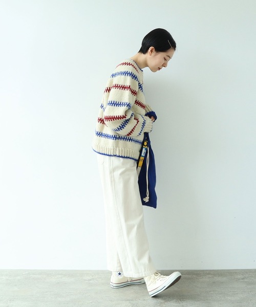 PAR ICI(パーリッシィ)の「【WEB別注】ネパールハンドニット レールマルチボーダー 2WAY求心カーディガン(カーディガン/ボレロ・レディース・オフホワイト・FREE)」の15枚目の写真