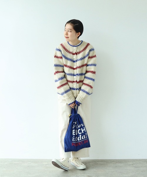 PAR ICI(パーリッシィ)の「【WEB別注】ネパールハンドニット レールマルチボーダー 2WAY求心カーディガン(カーディガン/ボレロ・レディース・オフホワイト・FREE)」の13枚目の写真