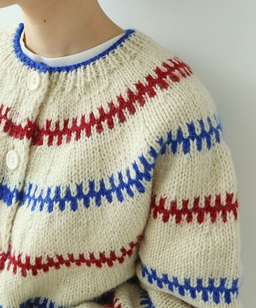 PAR ICI(パーリッシィ)の「【WEB別注】ネパールハンドニット レールマルチボーダー 2WAY求心カーディガン(カーディガン/ボレロ・レディース・オフホワイト・FREE)」の11枚目の写真