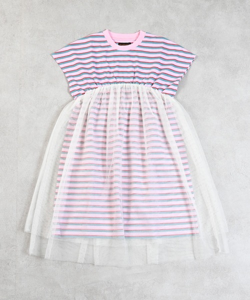MARKEY'S（マーキーズ）の「先染めボーダーチュールドッキングワンピース（ワンピース・キッズ・ライトピンク/オフホワイト/ブラウン・130/120/110/100/90/150/140）」の17枚目の写真