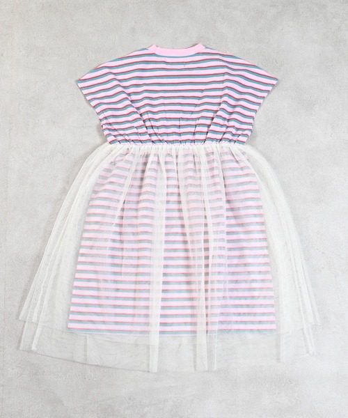 MARKEY'S（マーキーズ）の「先染めボーダーチュールドッキングワンピース（ワンピース・キッズ・ライトピンク/オフホワイト/ブラウン・130/120/110/100/90/150/140）」の18枚目の写真