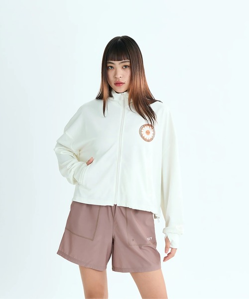 ROXY(ロキシー)の「WILD FLOWER ZIP /ロキシー水陸両用ドローコード付きショート丈(短丈)ジップアップラッシュガード(水着)(ラッシュガード・レディース・ホワイト/ブラック/パープル・SMALL/MEDIUM/LARGE)」の5枚目の写真