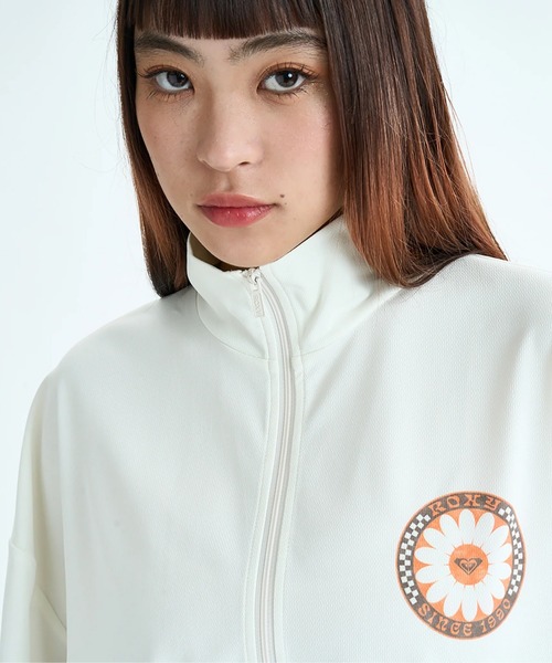 ROXY(ロキシー)の「WILD FLOWER ZIP /ロキシー水陸両用ドローコード付きショート丈(短丈)ジップアップラッシュガード(水着)(ラッシュガード・レディース・ホワイト/ブラック/パープル・SMALL/MEDIUM/LARGE)」の7枚目の写真