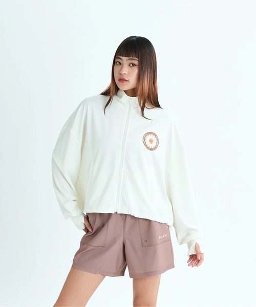 ROXY(ロキシー)の「WILD FLOWER ZIP /ロキシー水陸両用ドローコード付きショート丈(短丈)ジップアップラッシュガード(水着)(ラッシュガード・レディース・ホワイト/ブラック/パープル・SMALL/MEDIUM/LARGE)」の17枚目の写真